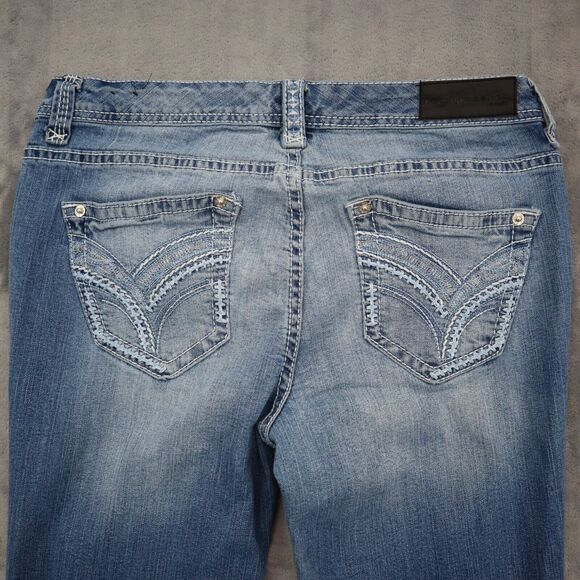 Twentyone Black by RU21 Pants Womens 12 Blue Denim Slimboot Distressed Jeans - Picture 9 of 16